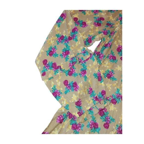 NWT Kori America Floral Longsleeve Bohemian Peasant Top Ruffle Sleeve M - Picture 7 of 14